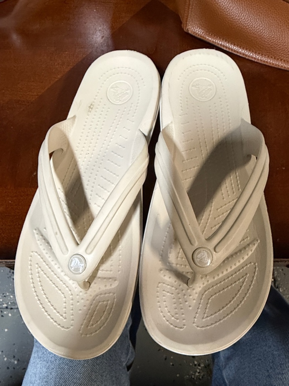 CROCS Beige Foam Flip Sandals